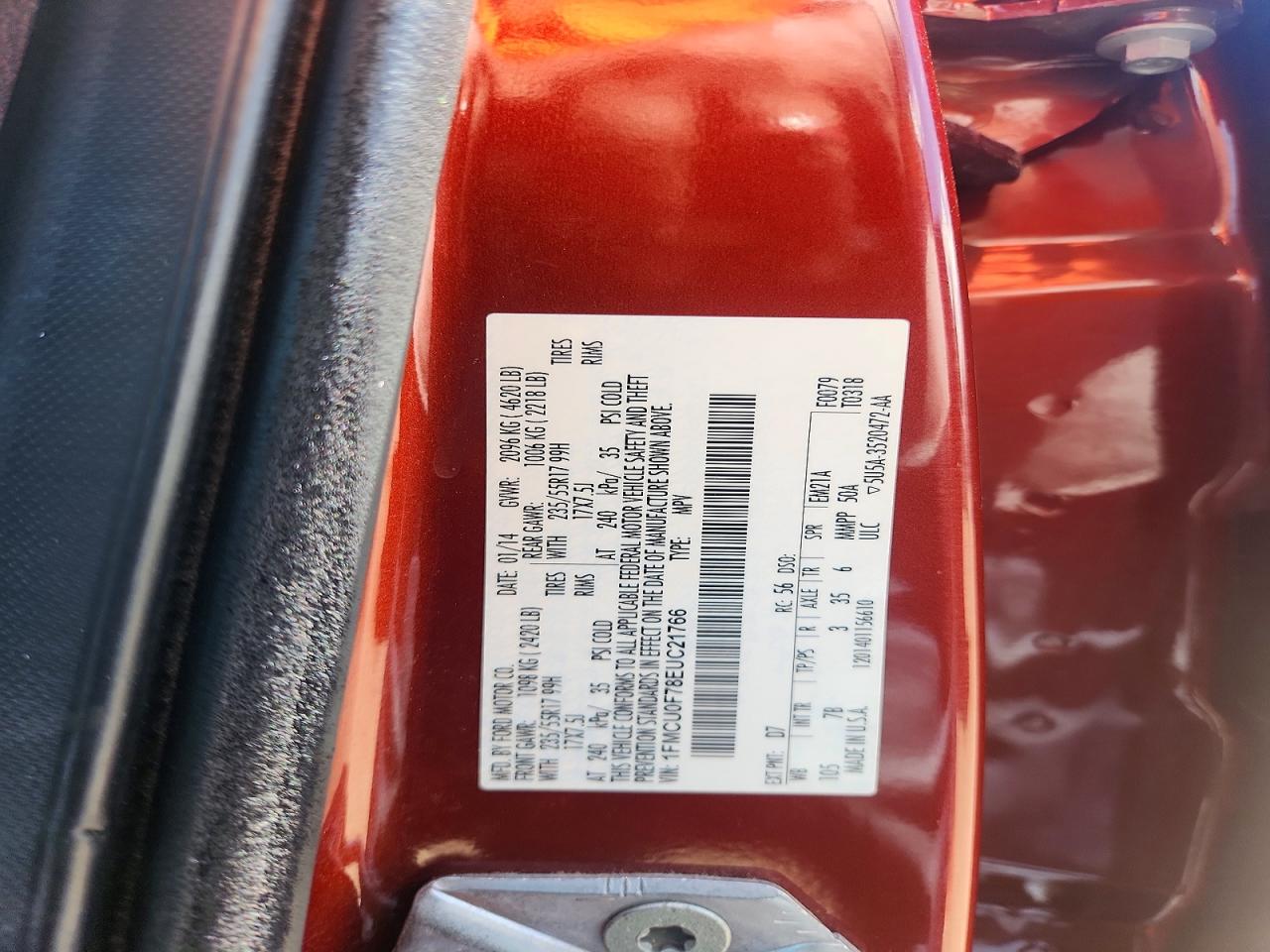 2014 Ford Escape S Red vin: 1FMCU0F78EUC21766