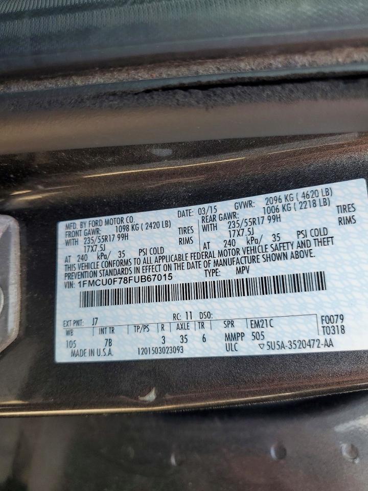 2015 Ford Escape S Black vin: 1FMCU0F78FUB67015