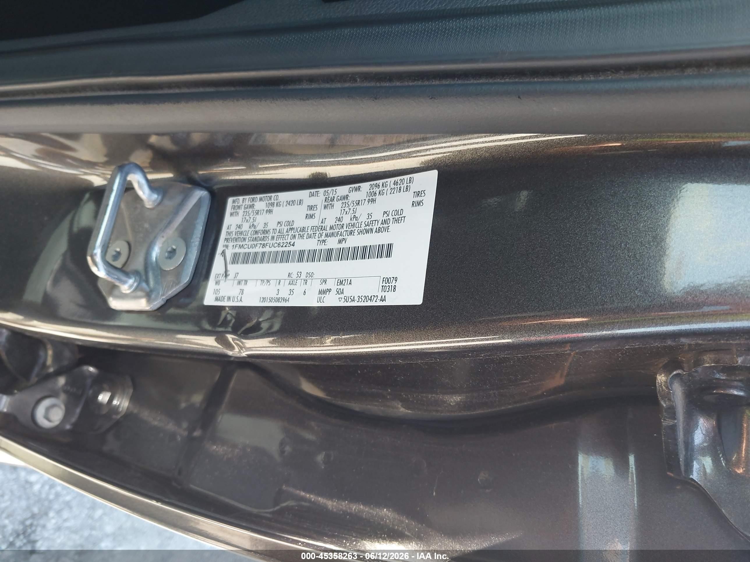 2015 Ford Escape S Black vin: 1FMCU0F78FUC62254