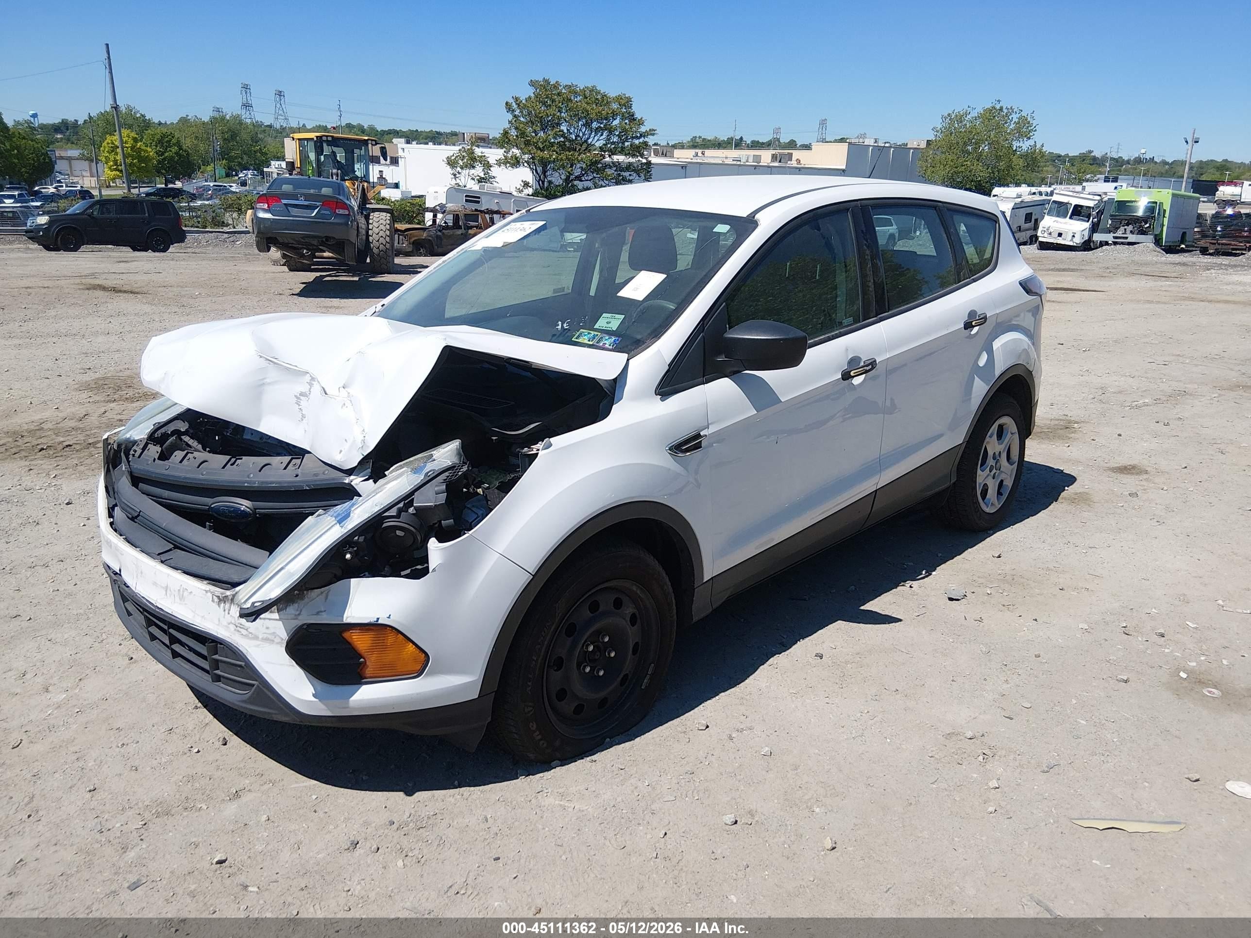 2017 Ford Escape S White vin: 1FMCU0F79HUA02366