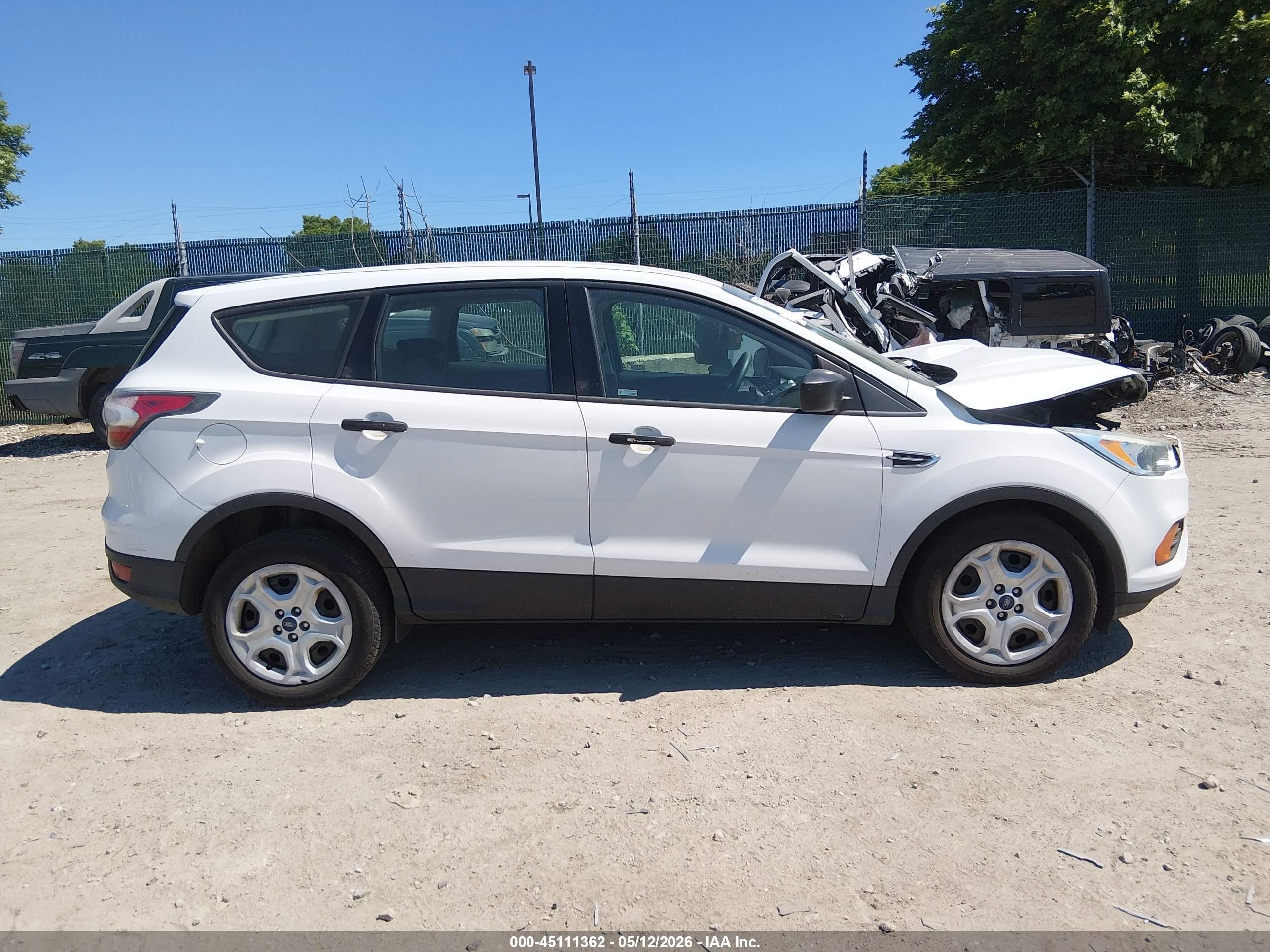 2017 Ford Escape S White vin: 1FMCU0F79HUA02366