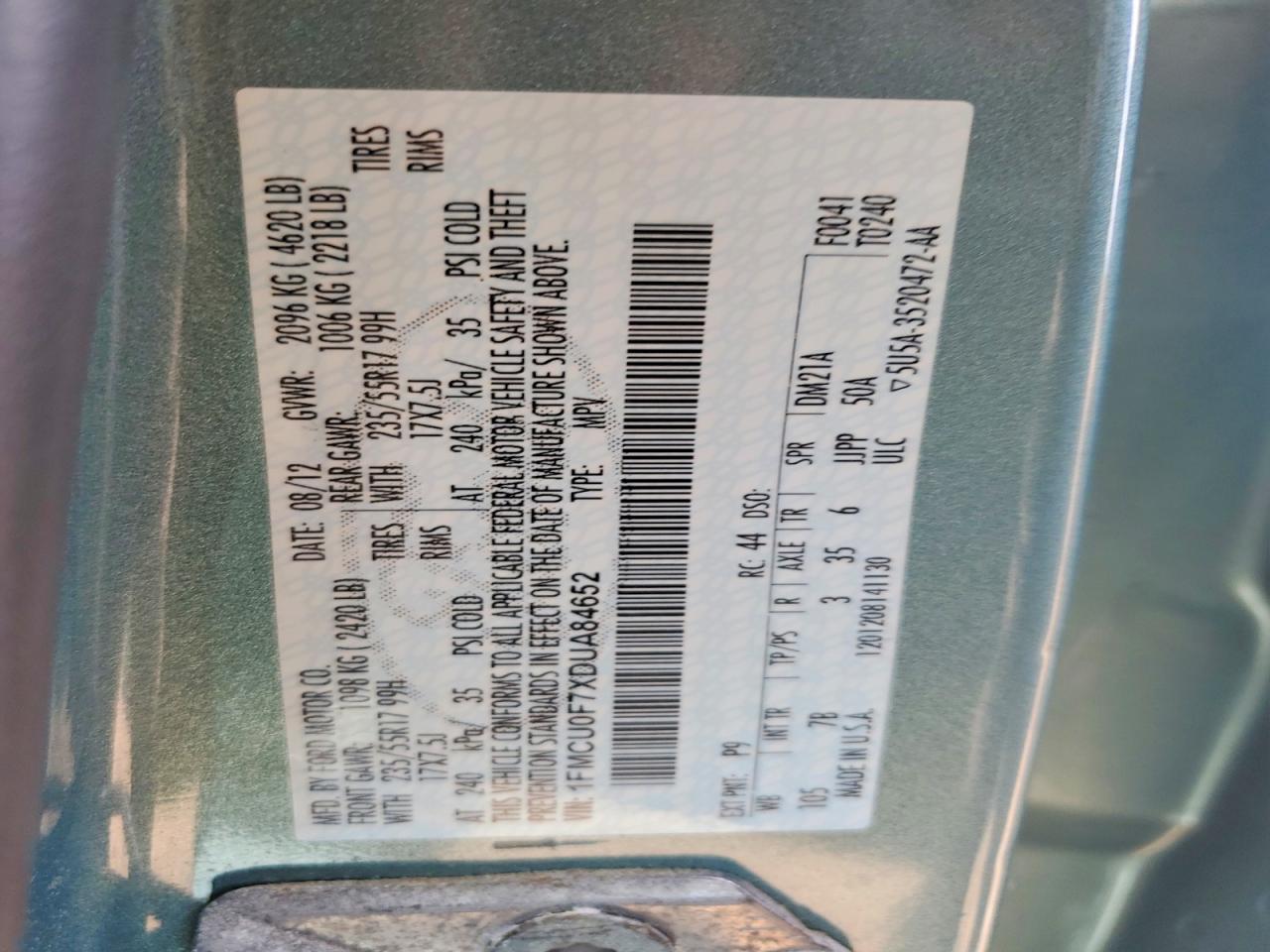 2013 Ford Escape S Gray vin: 1FMCU0F7XDUA84652
