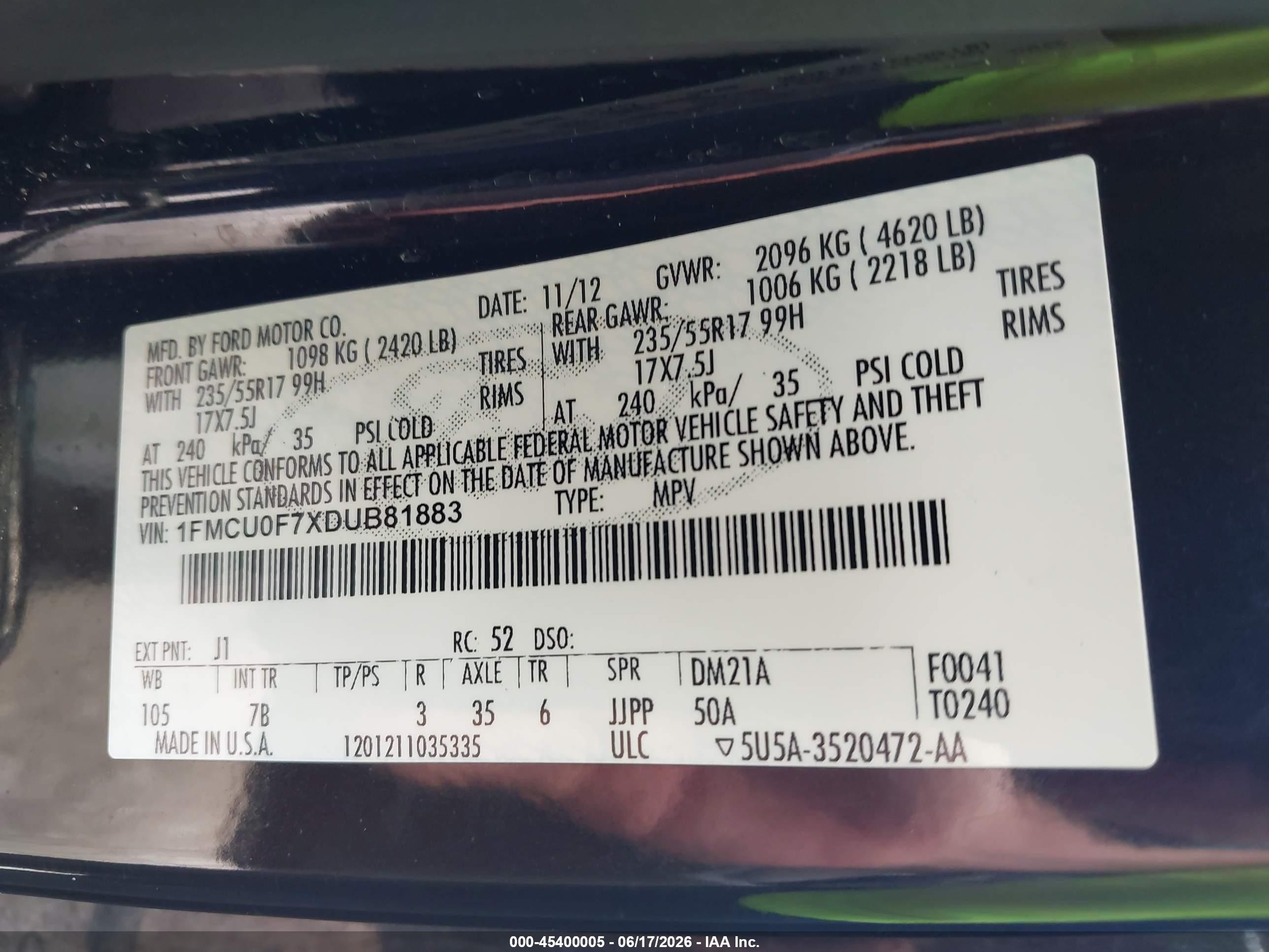 2013 Ford Escape S Dark Brown vin: 1FMCU0F7XDUB81883