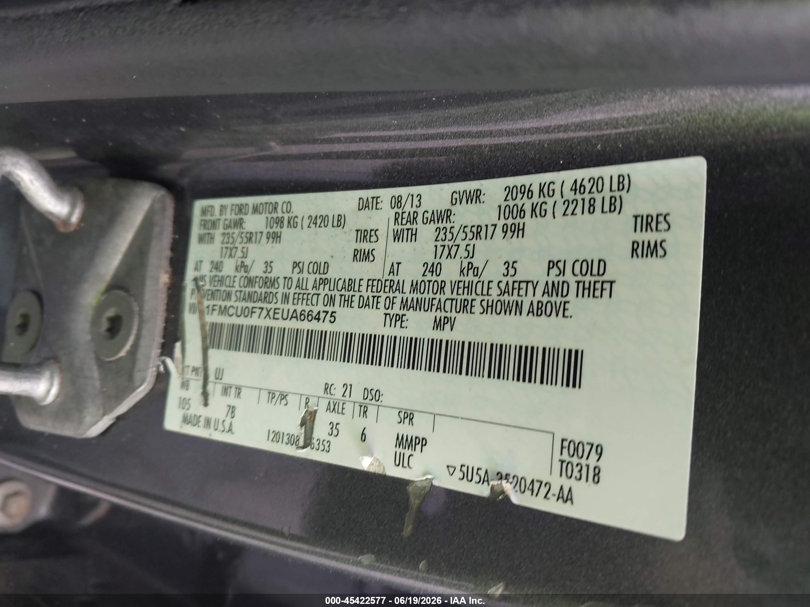 2014 Ford Escape S Gray vin: 1FMCU0F7XEUA66475