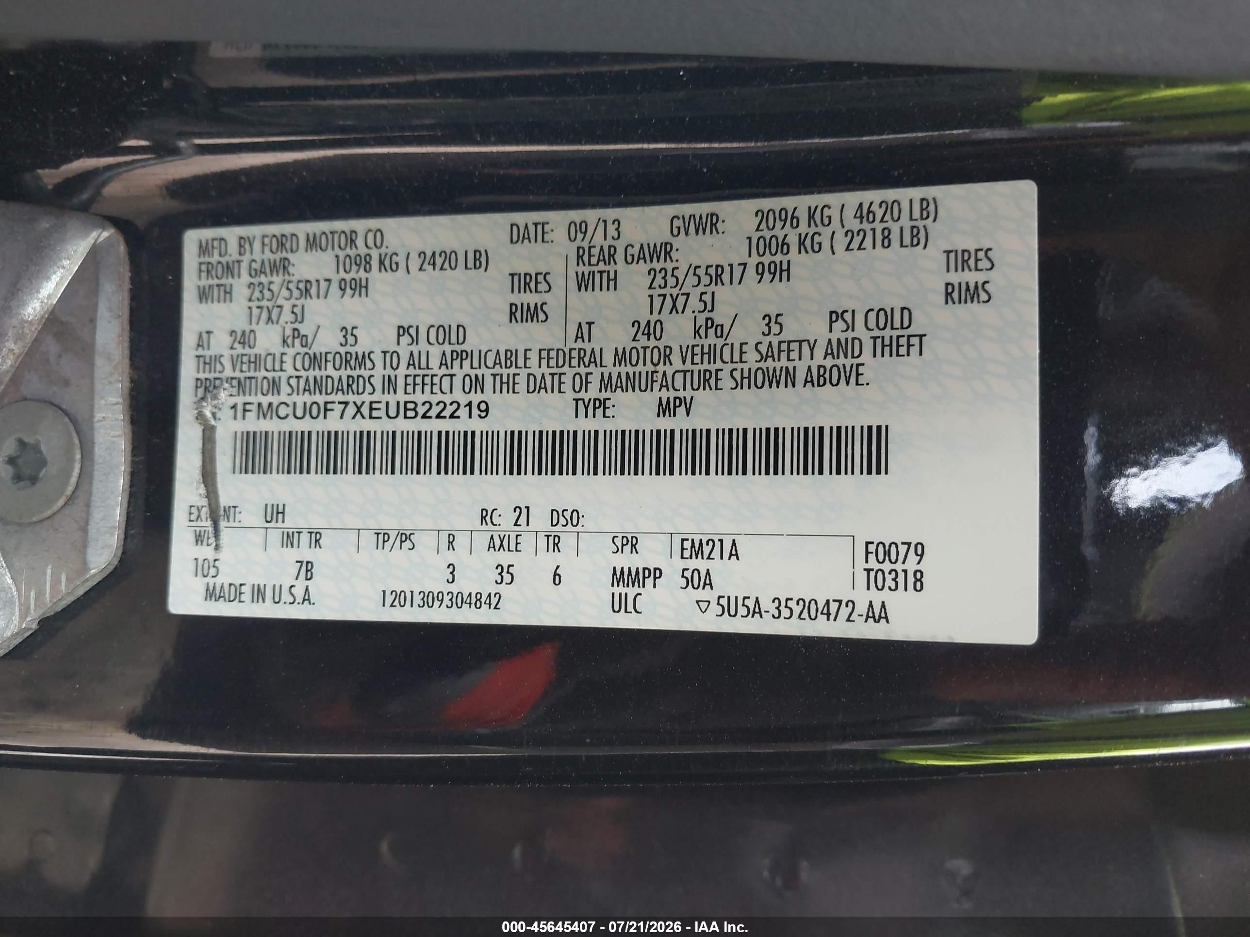 2014 Ford Escape S Black vin: 1FMCU0F7XEUB22219