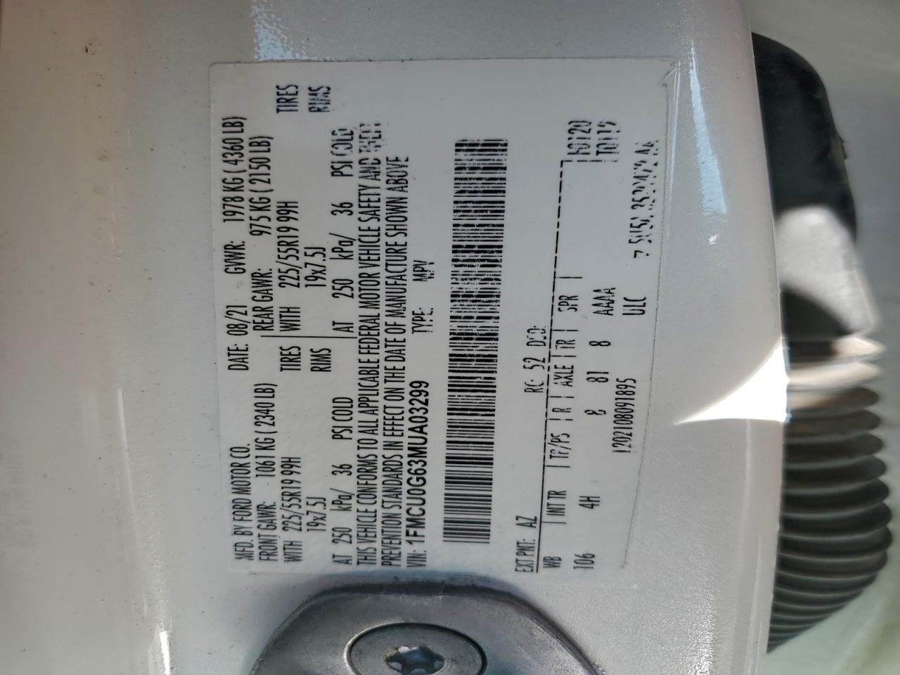 2021 Ford Escape Se White vin: 1FMCU0G63MUA03299