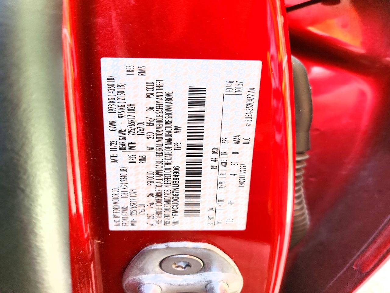 2022 Ford Escape Se Темно-бордовый vin: 1FMCU0G67NUB94906