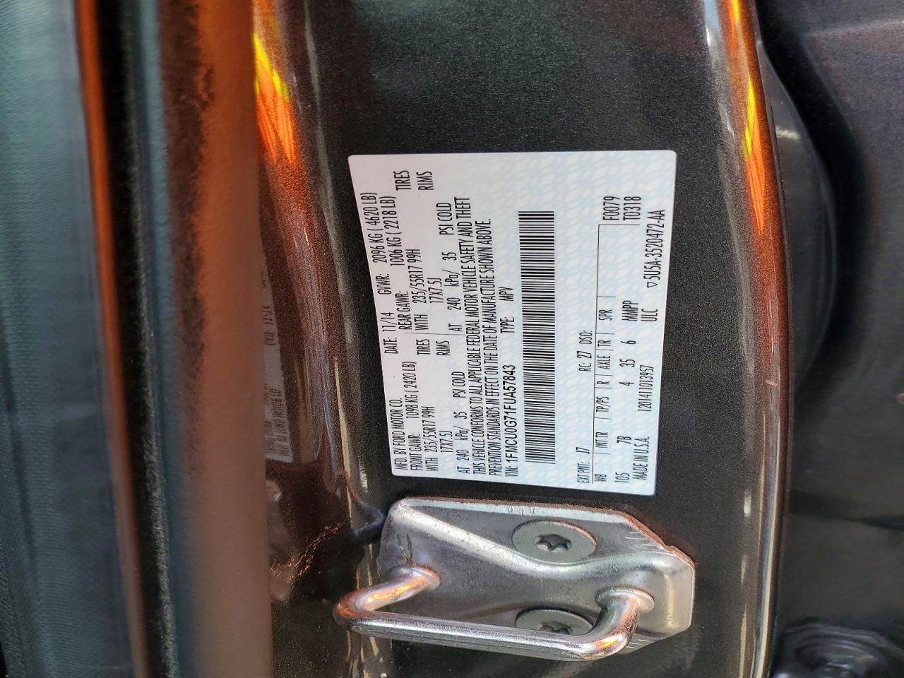 2015 Ford Escape Se Серый vin: 1FMCU0G71FUA57843