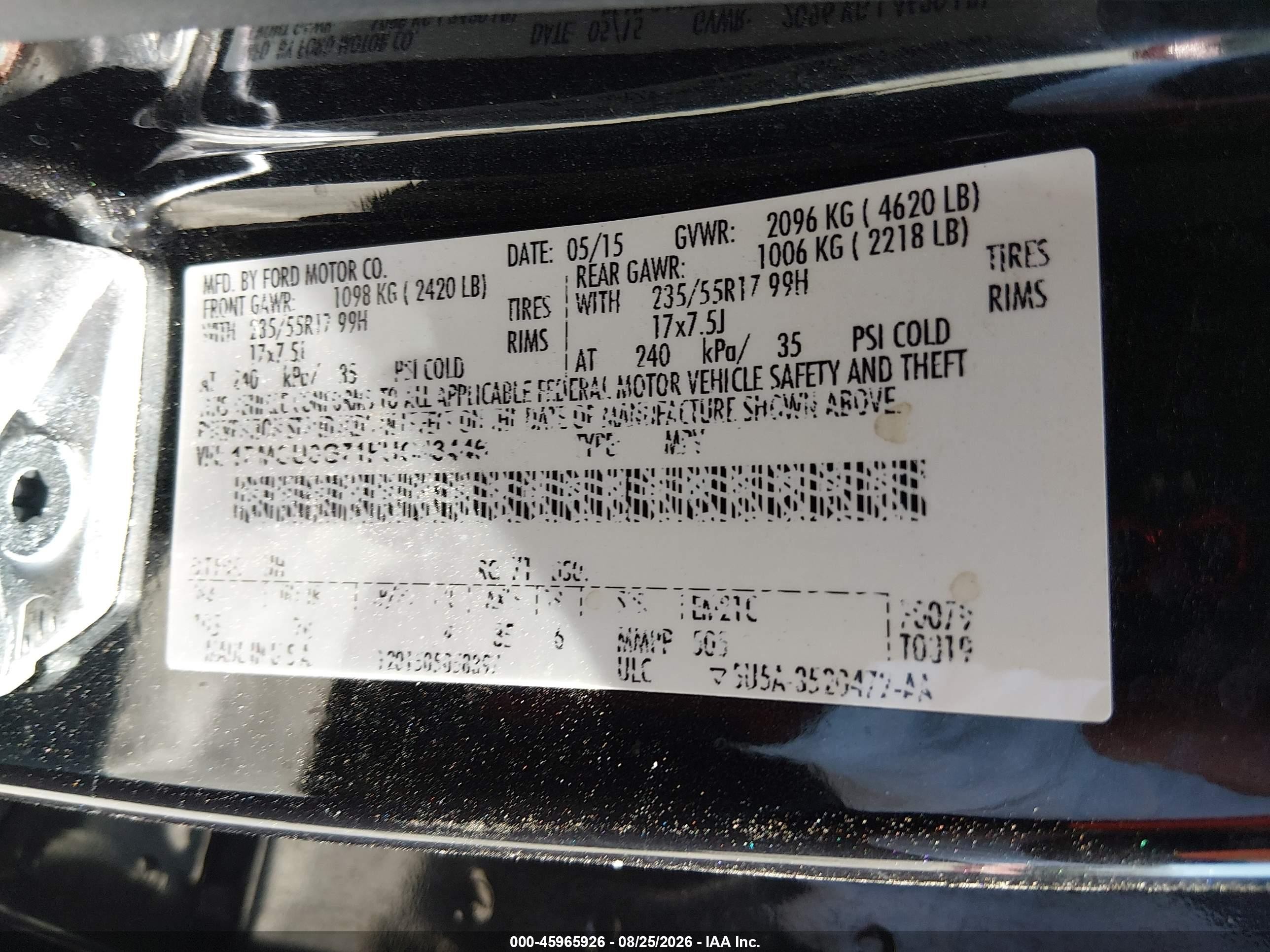 2015 Ford Escape Se Black vin: 1FMCU0G71FUC43446