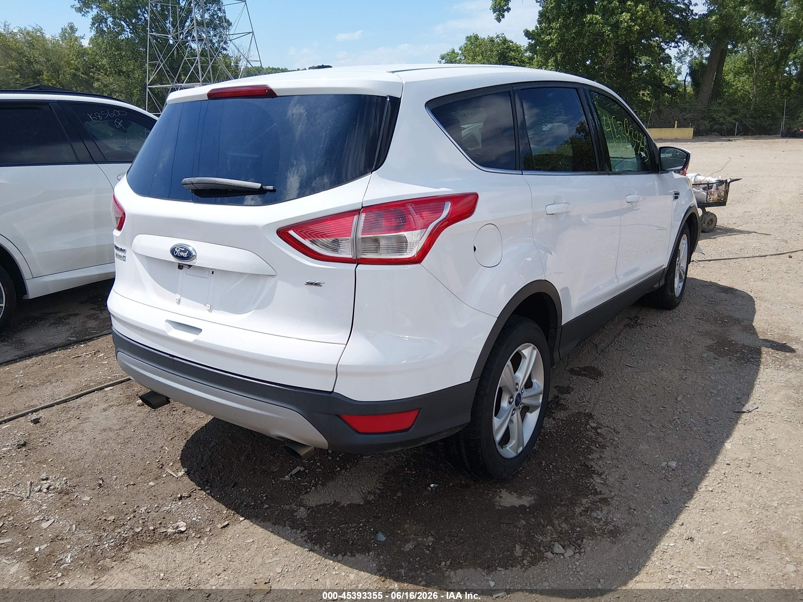 2015 Ford Escape Se White vin: 1FMCU0G74FUA37019