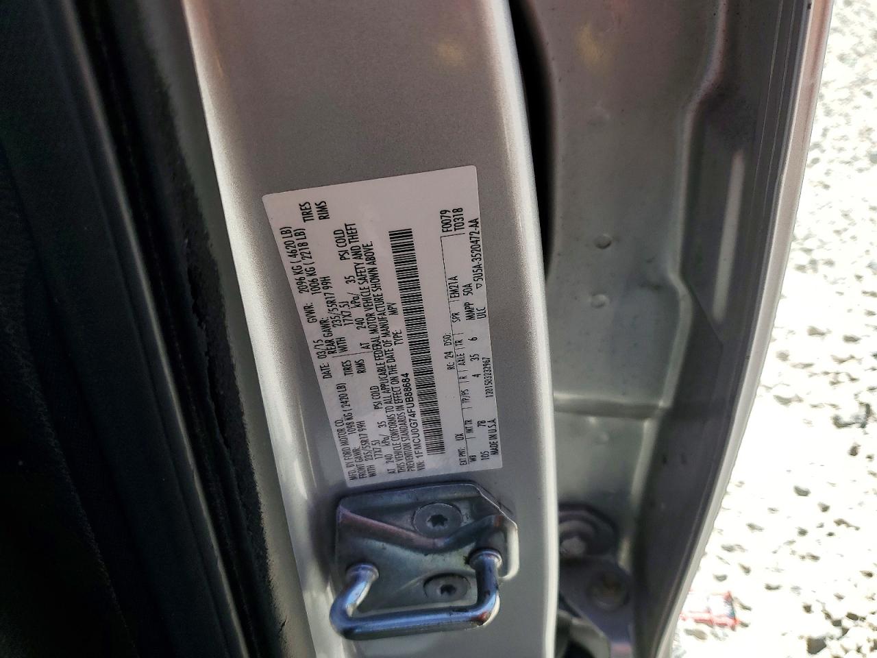 2015 Ford Escape Se Silver vin: 1FMCU0G74FUB88684