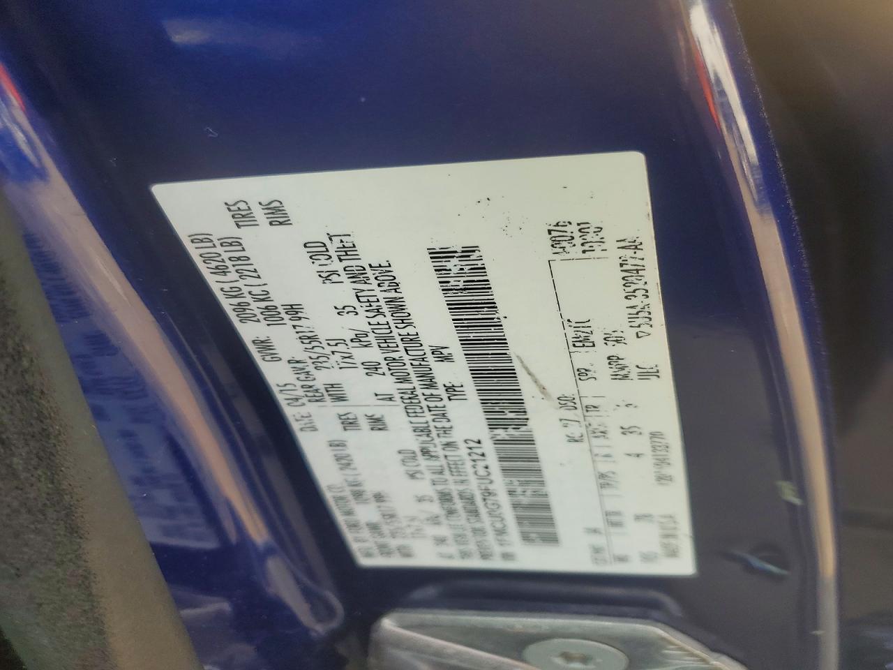 2015 Ford Escape Se Blue vin: 1FMCU0G79FUC21212