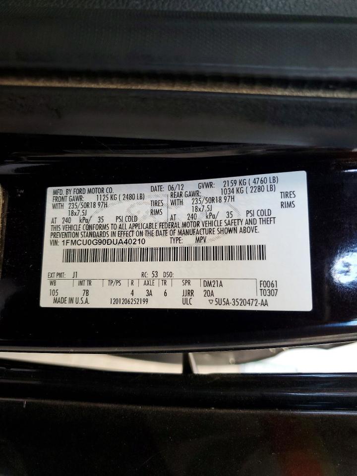 2013 Ford Escape Se Black vin: 1FMCU0G90DUA40210