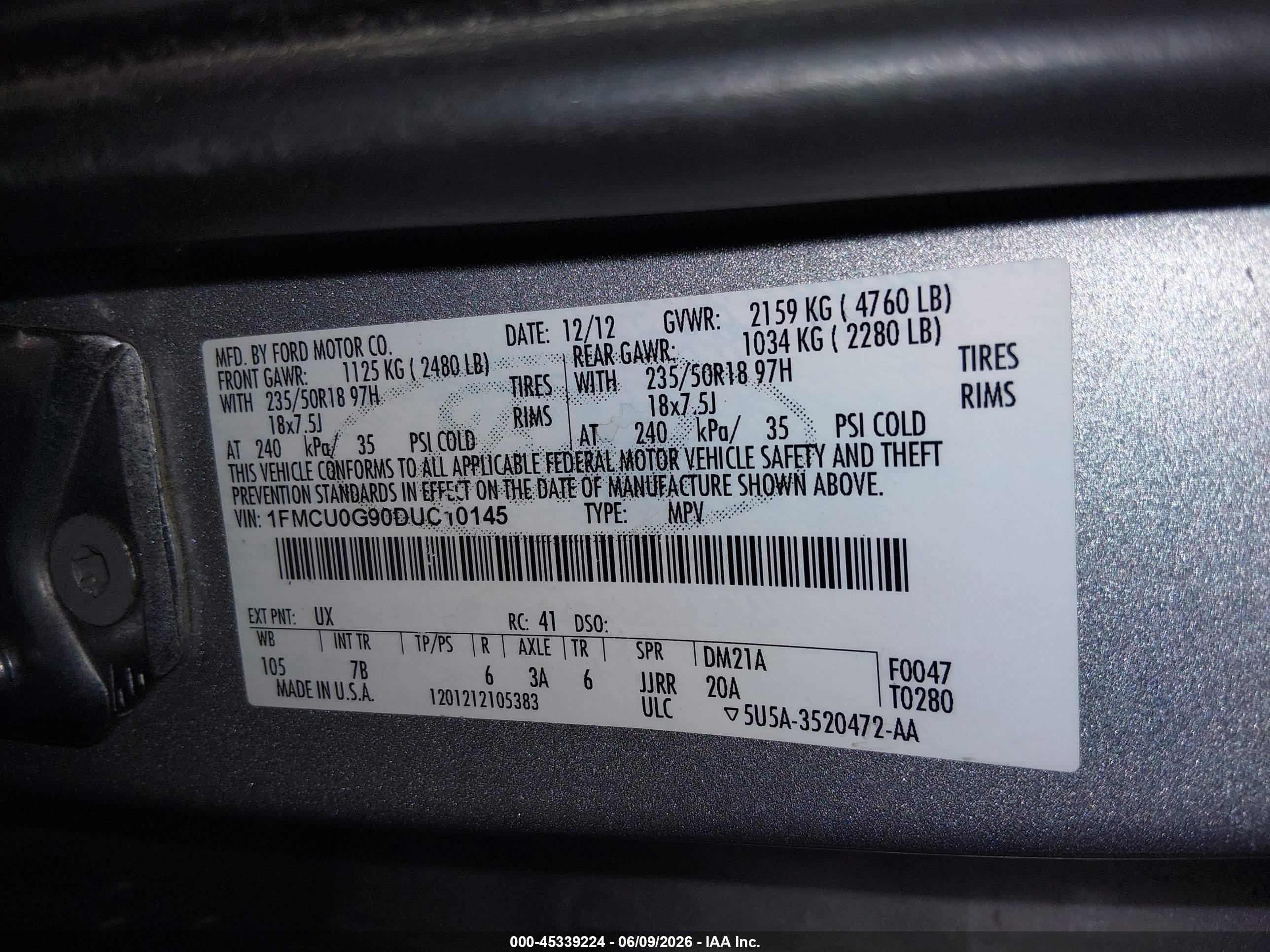 2013 Ford Escape Se Серый vin: 1FMCU0G90DUC10145