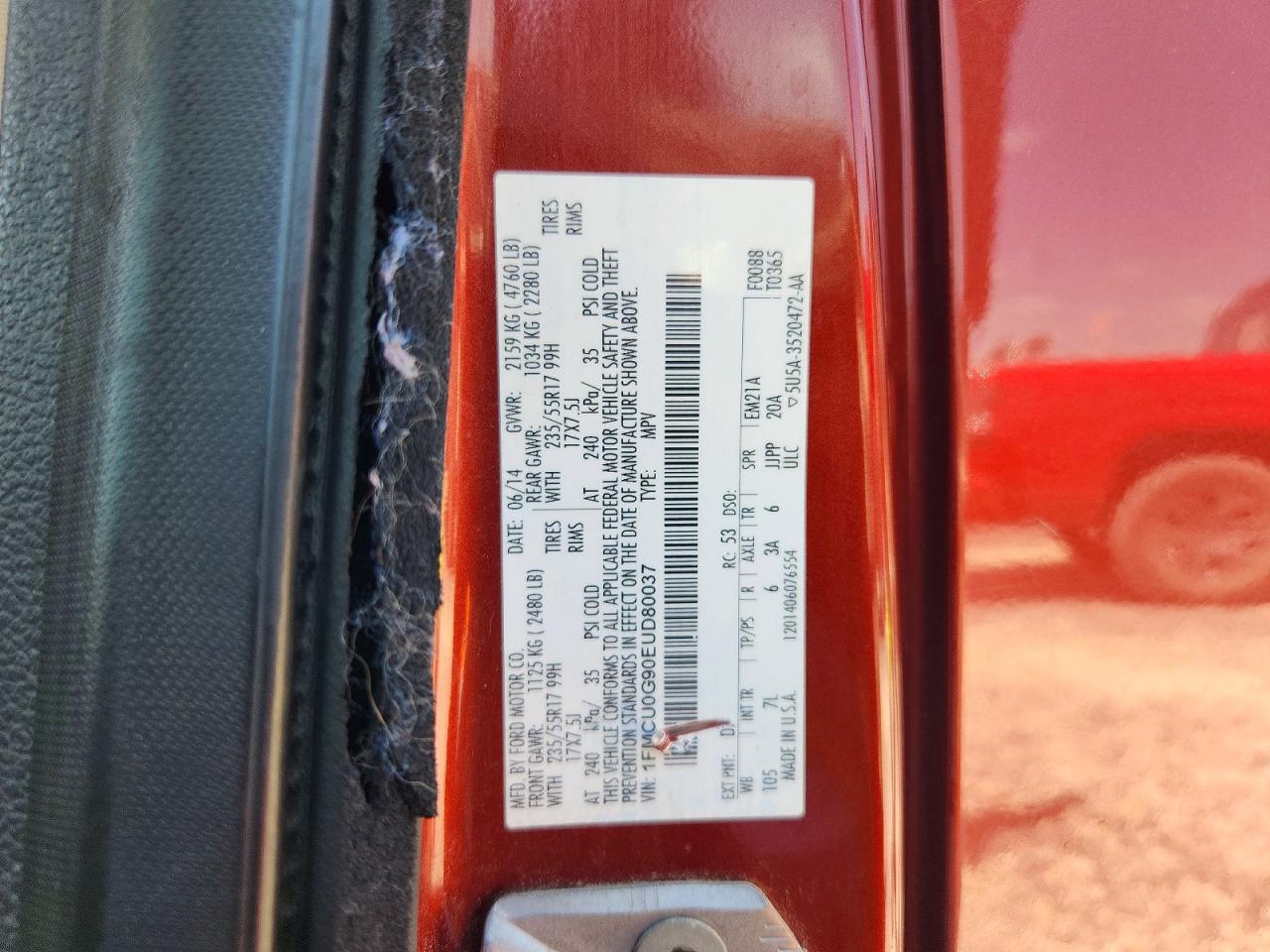 2014 Ford Escape Se Orange vin: 1FMCU0G90EUD80037