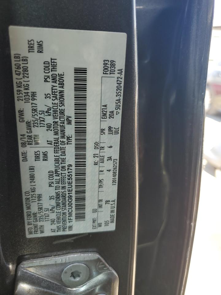 2014 Ford Escape Se Gray vin: 1FMCU0G91EUE55179