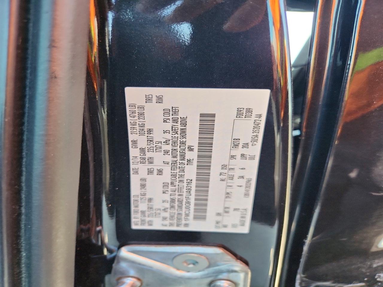 2015 Ford Escape Se Черный vin: 1FMCU0G91FUA93162