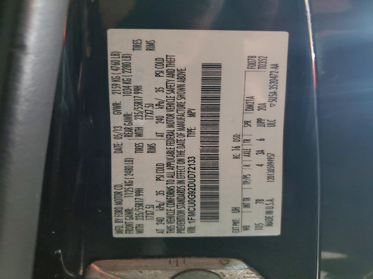 2013 Ford Escape Se Черный vin: 1FMCU0G92DUD72133
