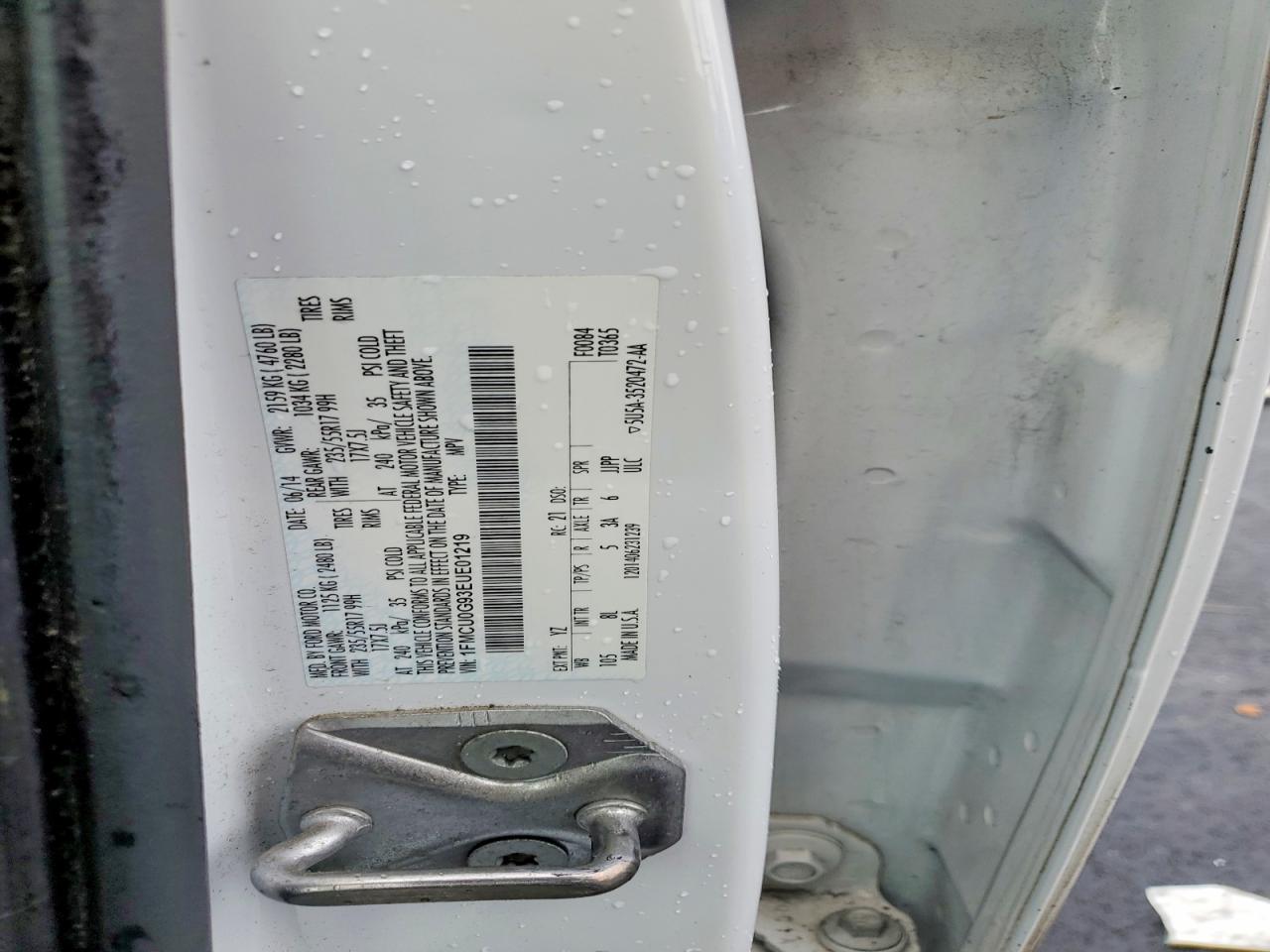 2014 Ford Escape Se White vin: 1FMCU0G93EUE01219