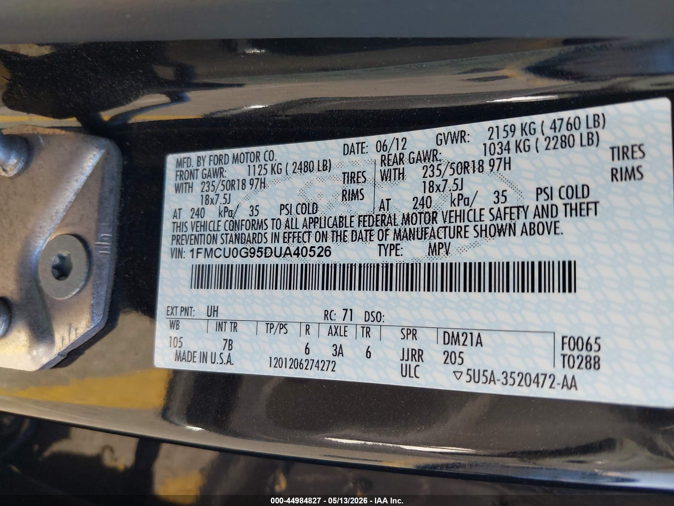2013 Ford Escape Se Черный vin: 1FMCU0G95DUA40526