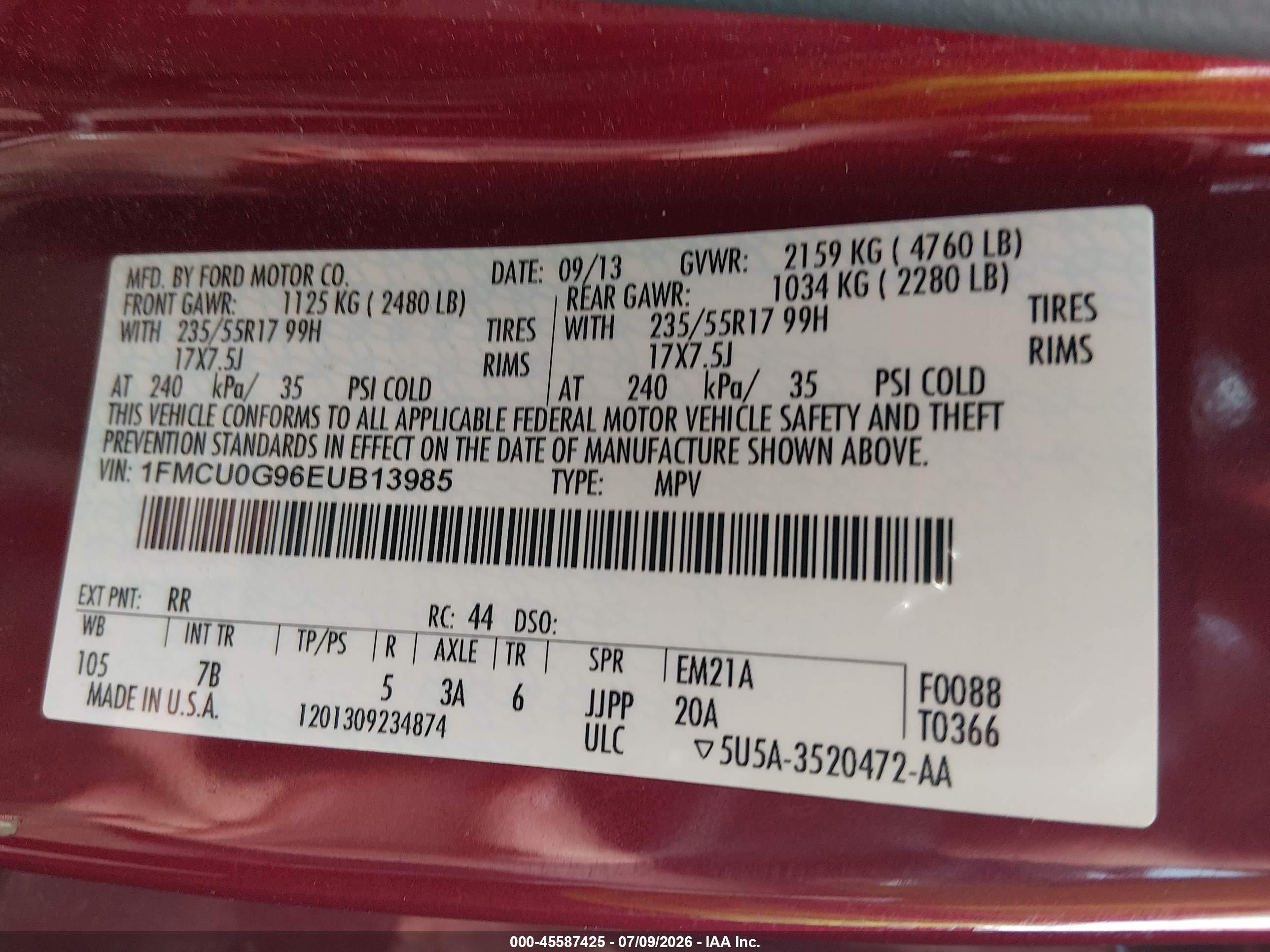 2014 Ford Escape Se Красный vin: 1FMCU0G96EUB13985