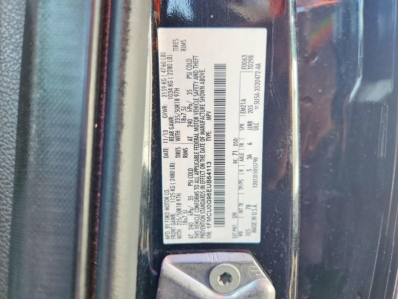 2014 Ford Escape Se Черный vin: 1FMCU0G96EUB64113
