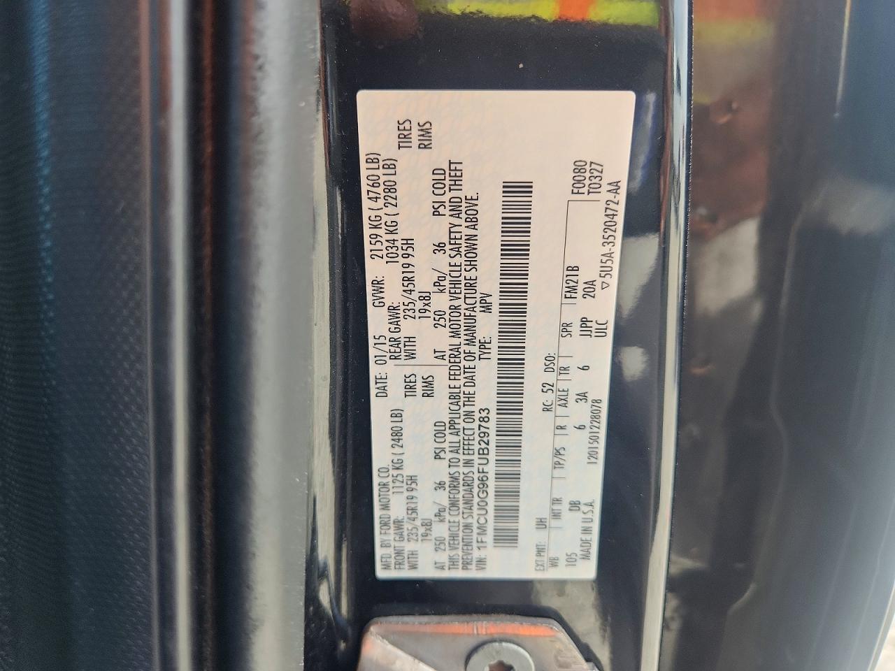 2015 Ford Escape Se Черный vin: 1FMCU0G96FUB29783