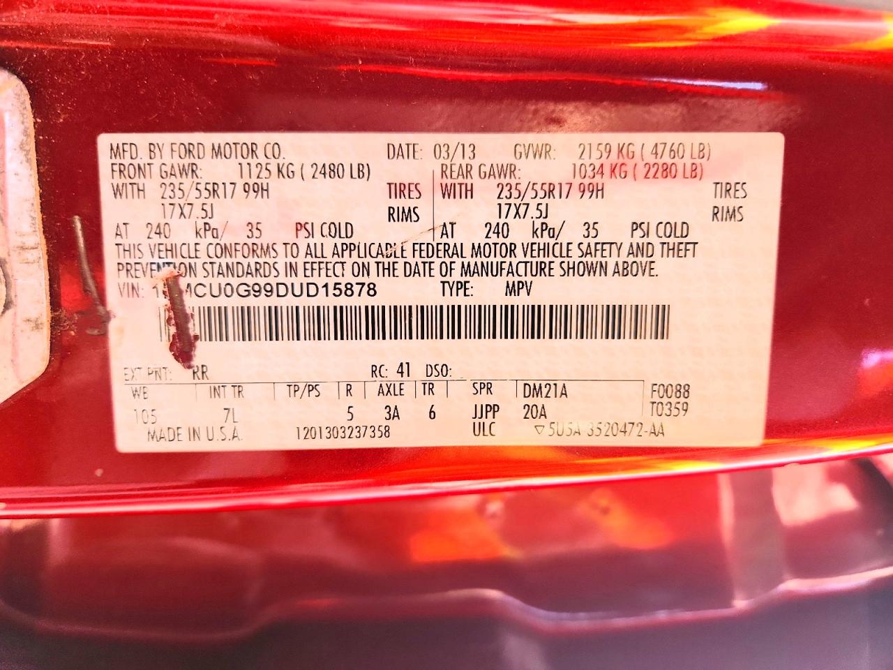 2013 Ford Escape Se Red vin: 1FMCU0G99DUD15878