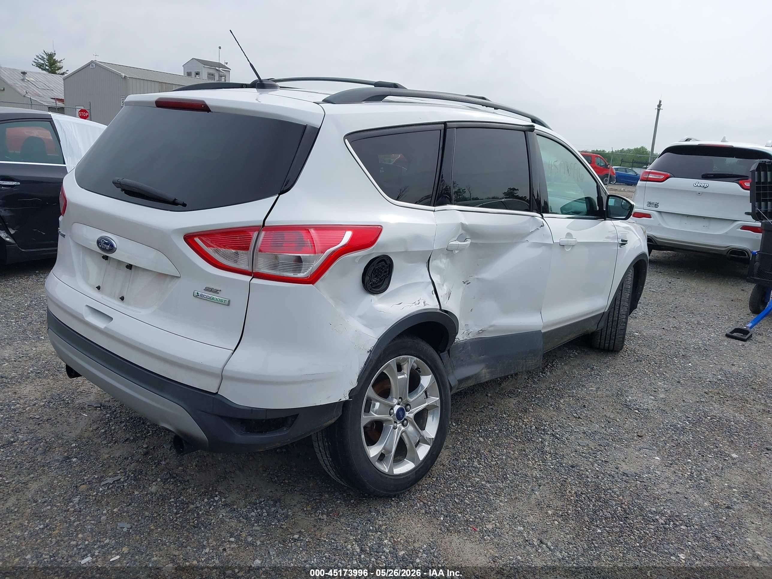 2013 Ford Escape Se White vin: 1FMCU0G9XDUC60602
