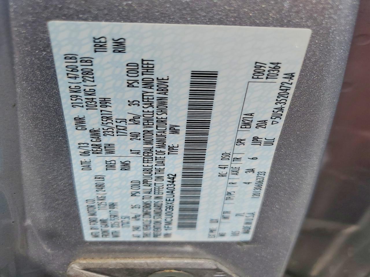 2014 Ford Escape Se Silver vin: 1FMCU0G9XEUA03442