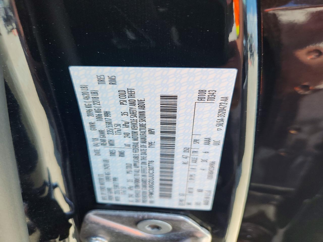 2018 Ford Escape Se Black vin: 1FMCU0GD3JUC30776