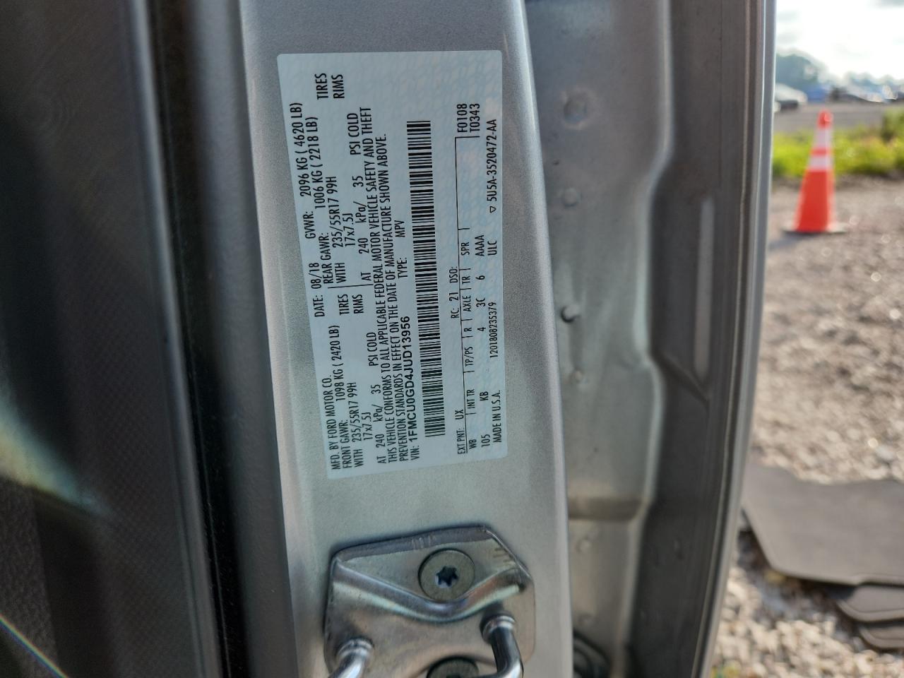 2018 Ford Escape Se Silver vin: 1FMCU0GD4JUD13956