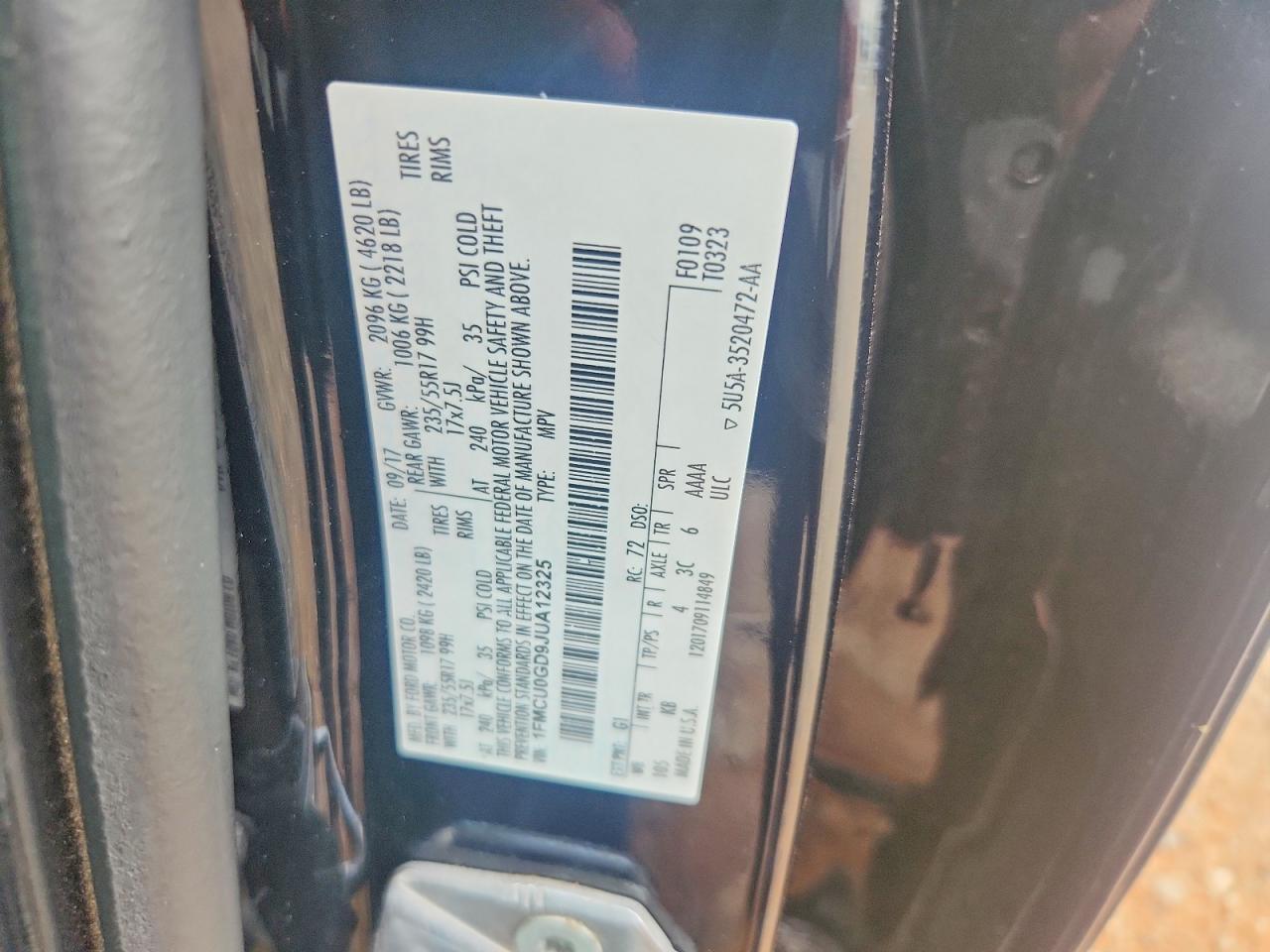 2018 Ford Escape Se Black vin: 1FMCU0GD9JUA12325