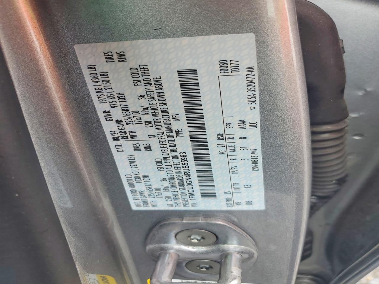 2024 Ford Escape Active Silver vin: 1FMCU0GN4RUB55963