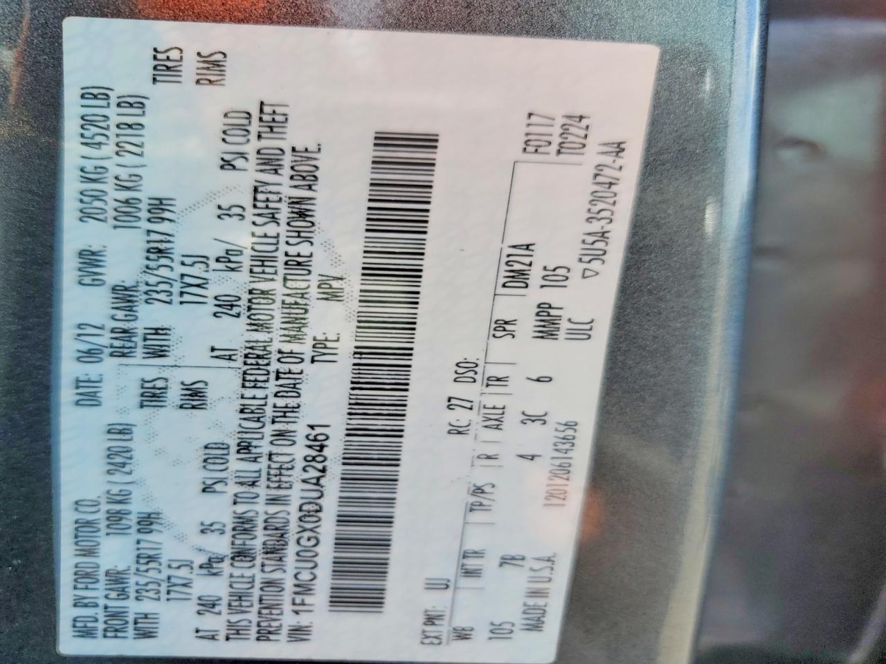2013 Ford Escape Se Gray vin: 1FMCU0GX0DUA28461