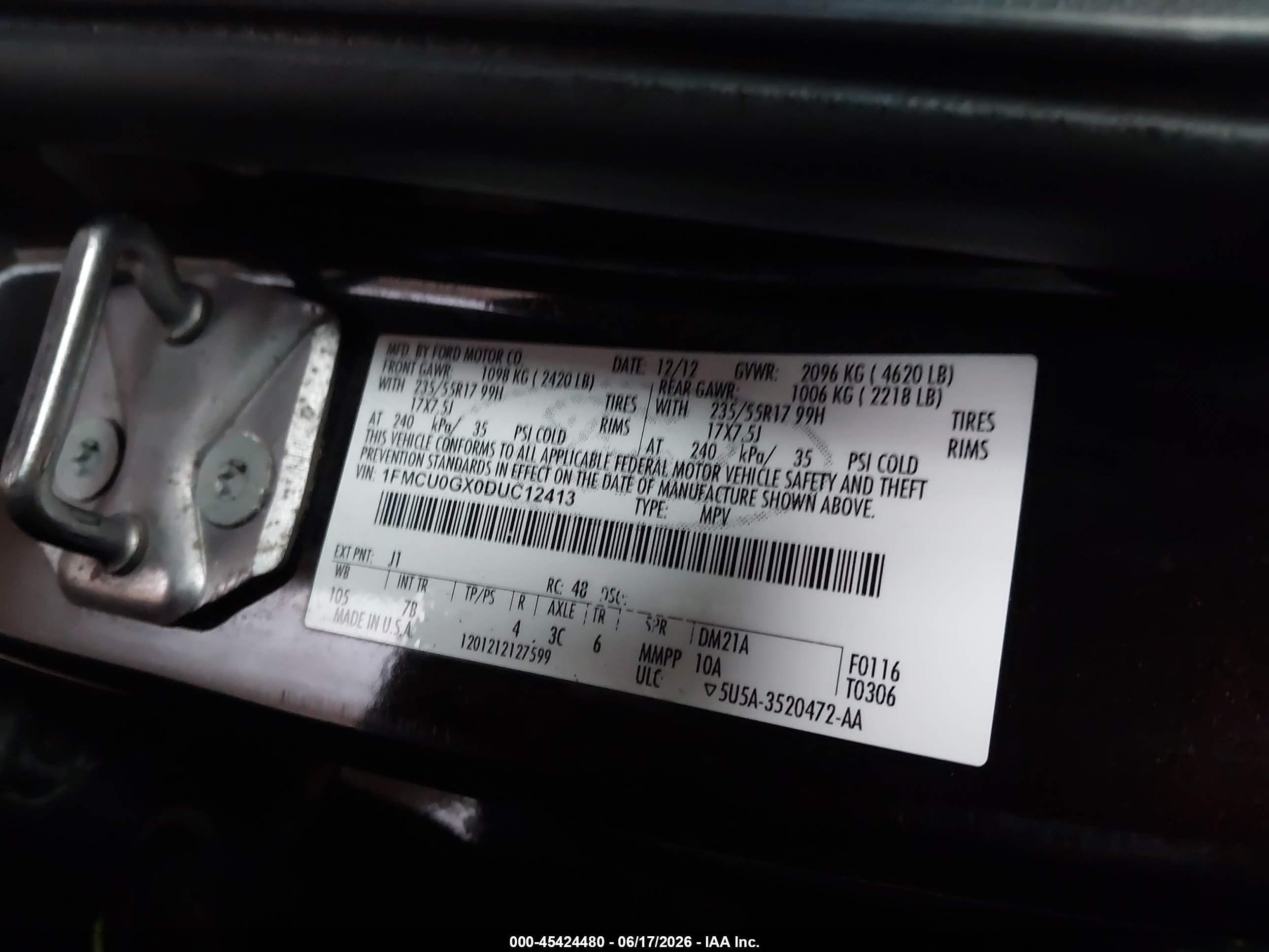 2013 Ford Escape Se Dark Brown vin: 1FMCU0GX0DUC12413