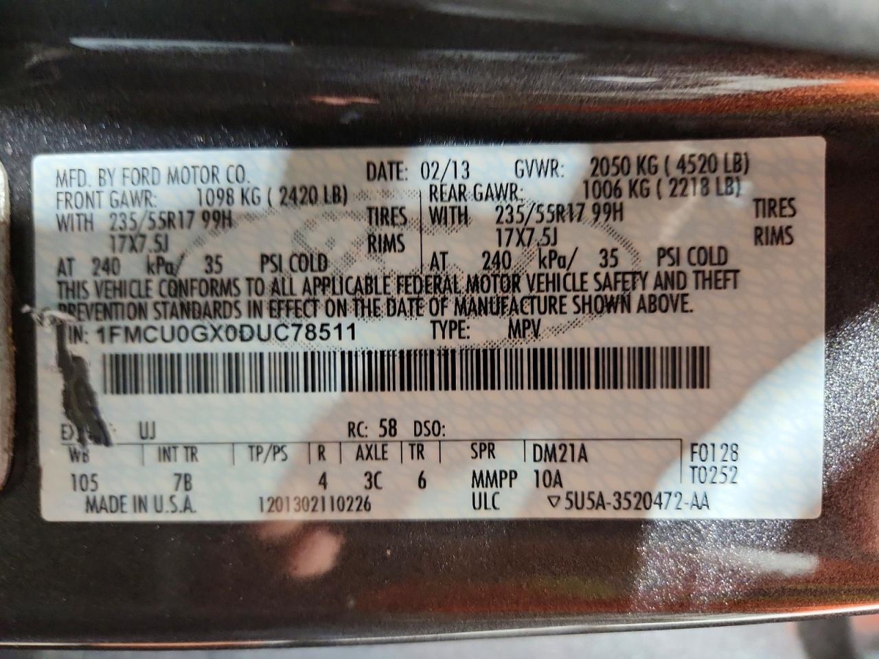 2013 Ford Escape Se Gray vin: 1FMCU0GX0DUC78511