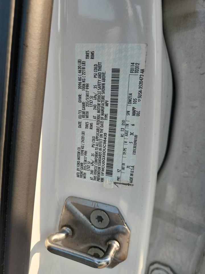 2013 Ford Escape Se White vin: 1FMCU0GX0DUC98435