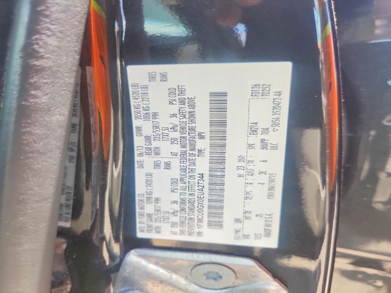 2014 Ford Escape Se Black vin: 1FMCU0GX0EUA27344