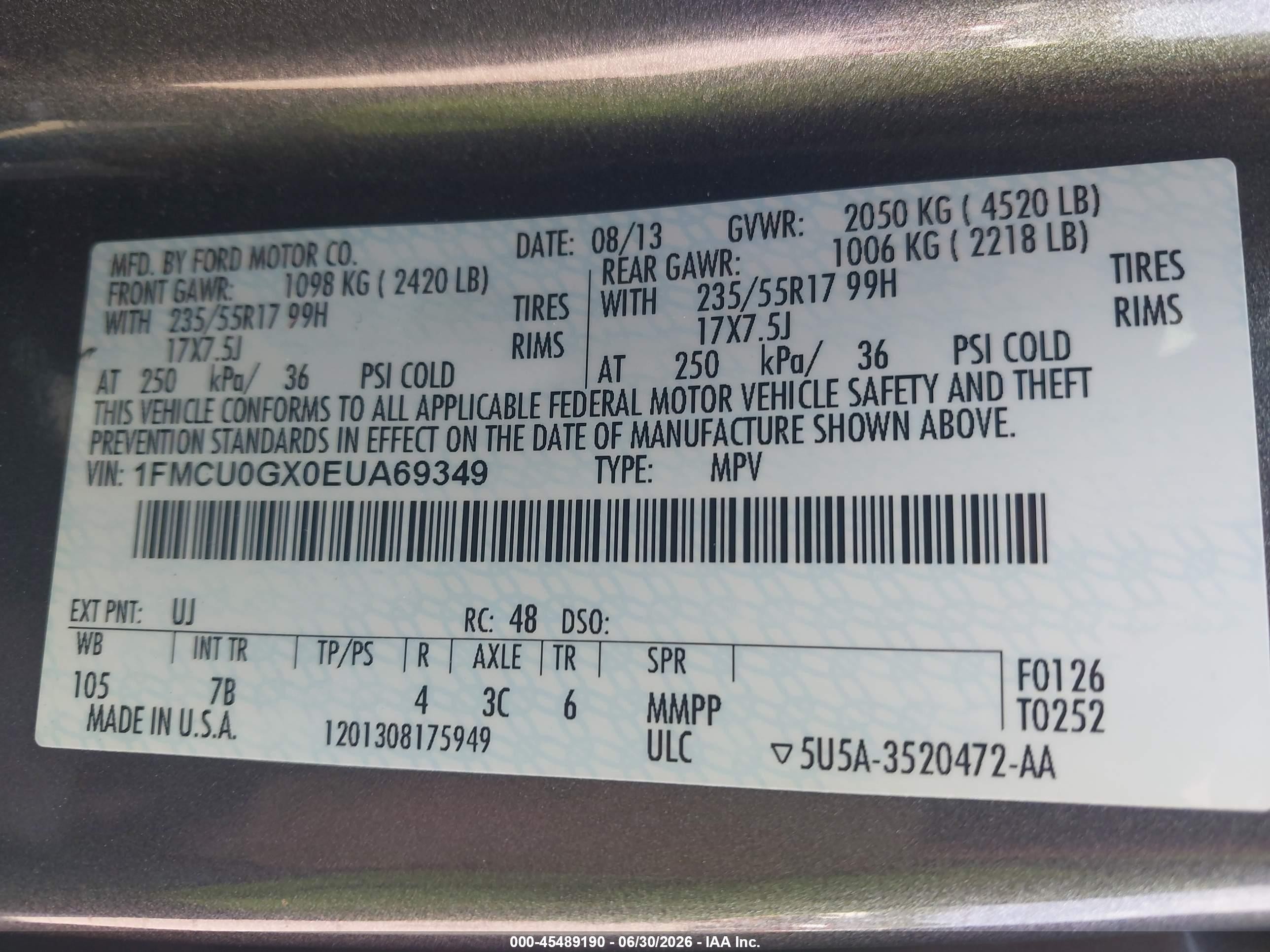2014 Ford Escape Se Gray vin: 1FMCU0GX0EUA69349