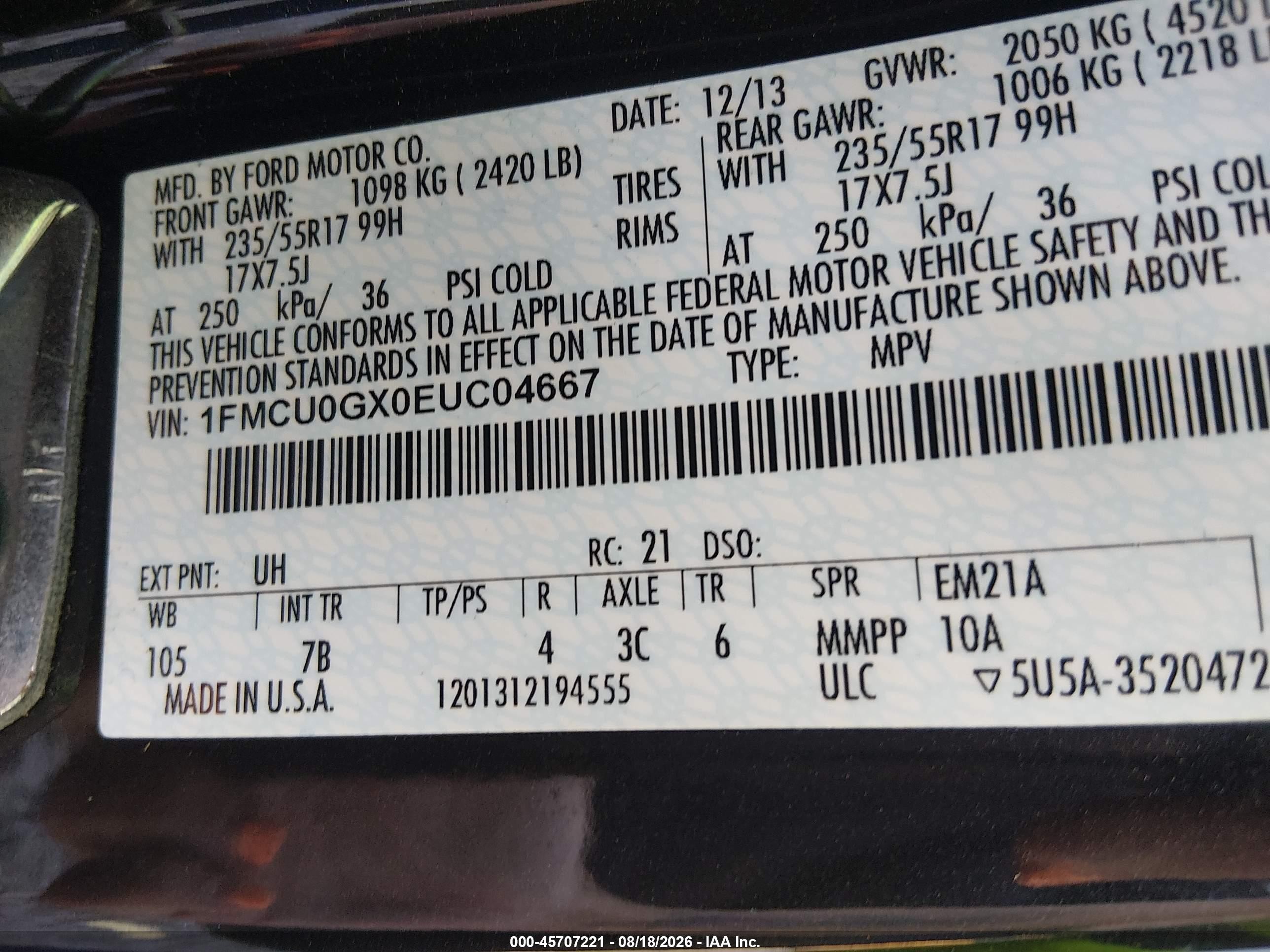 2014 Ford Escape Se Черный vin: 1FMCU0GX0EUC04667