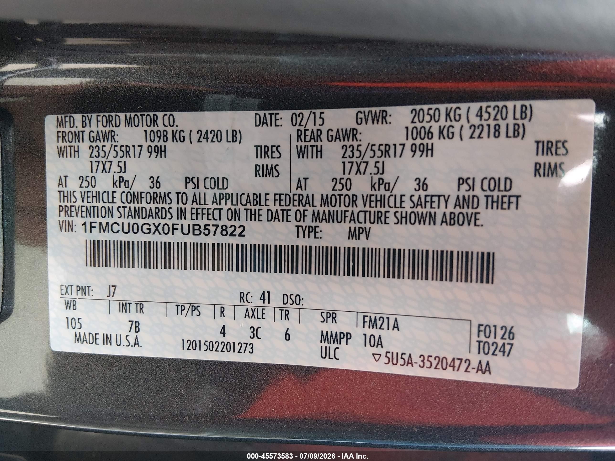 2015 Ford Escape Se Beige vin: 1FMCU0GX0FUB57822