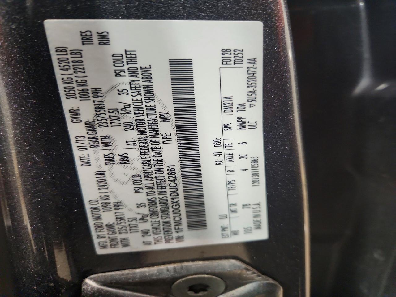 2013 Ford Escape Se Gray vin: 1FMCU0GX1DUC42861