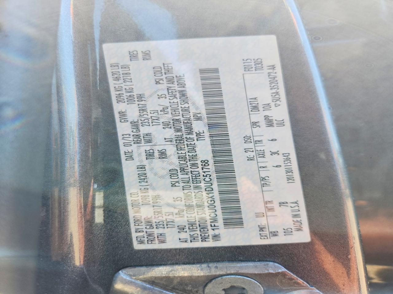2013 Ford Escape Se Gray vin: 1FMCU0GX1DUC51768