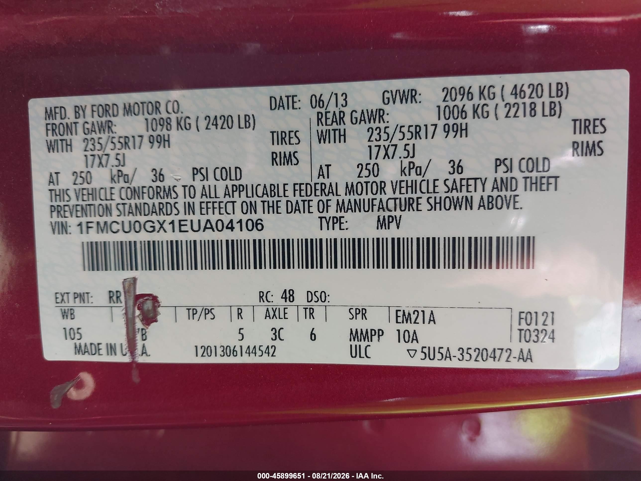 2014 Ford Escape Se Красный vin: 1FMCU0GX1EUA04106