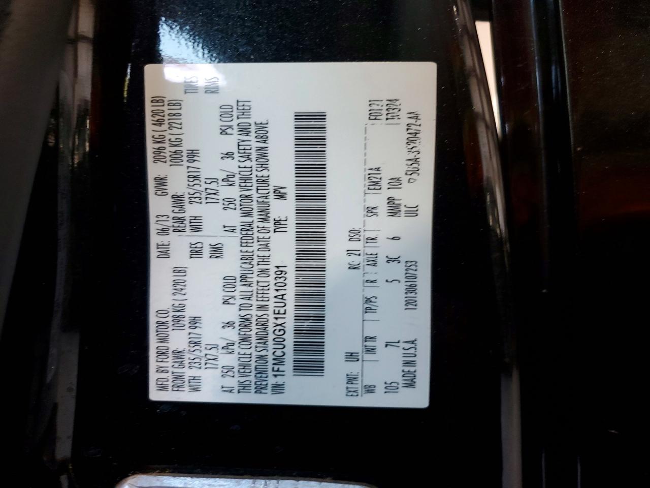 2014 Ford Escape Se Black vin: 1FMCU0GX1EUA10391