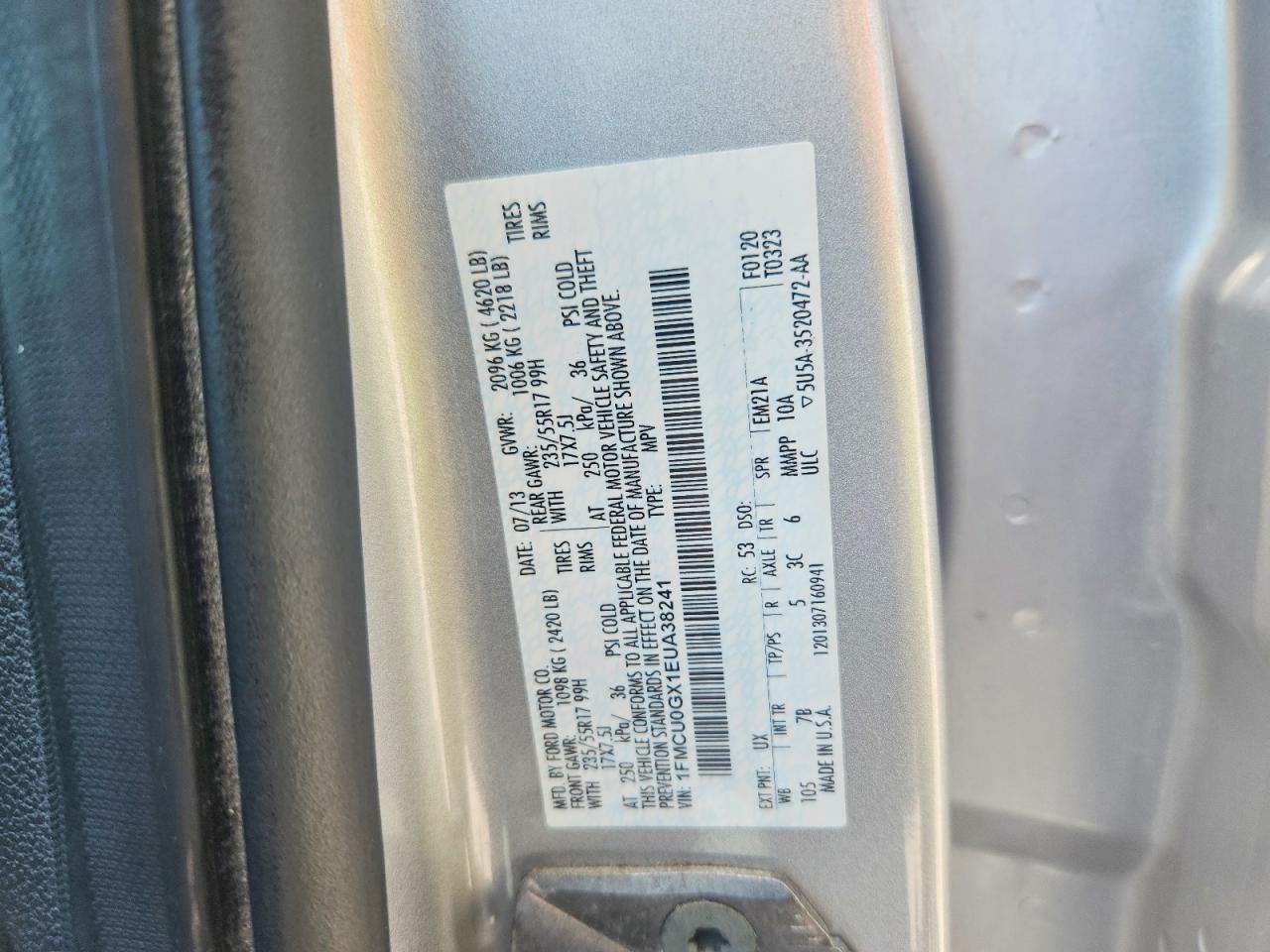 2014 Ford Escape Se Серебряный vin: 1FMCU0GX1EUA38241