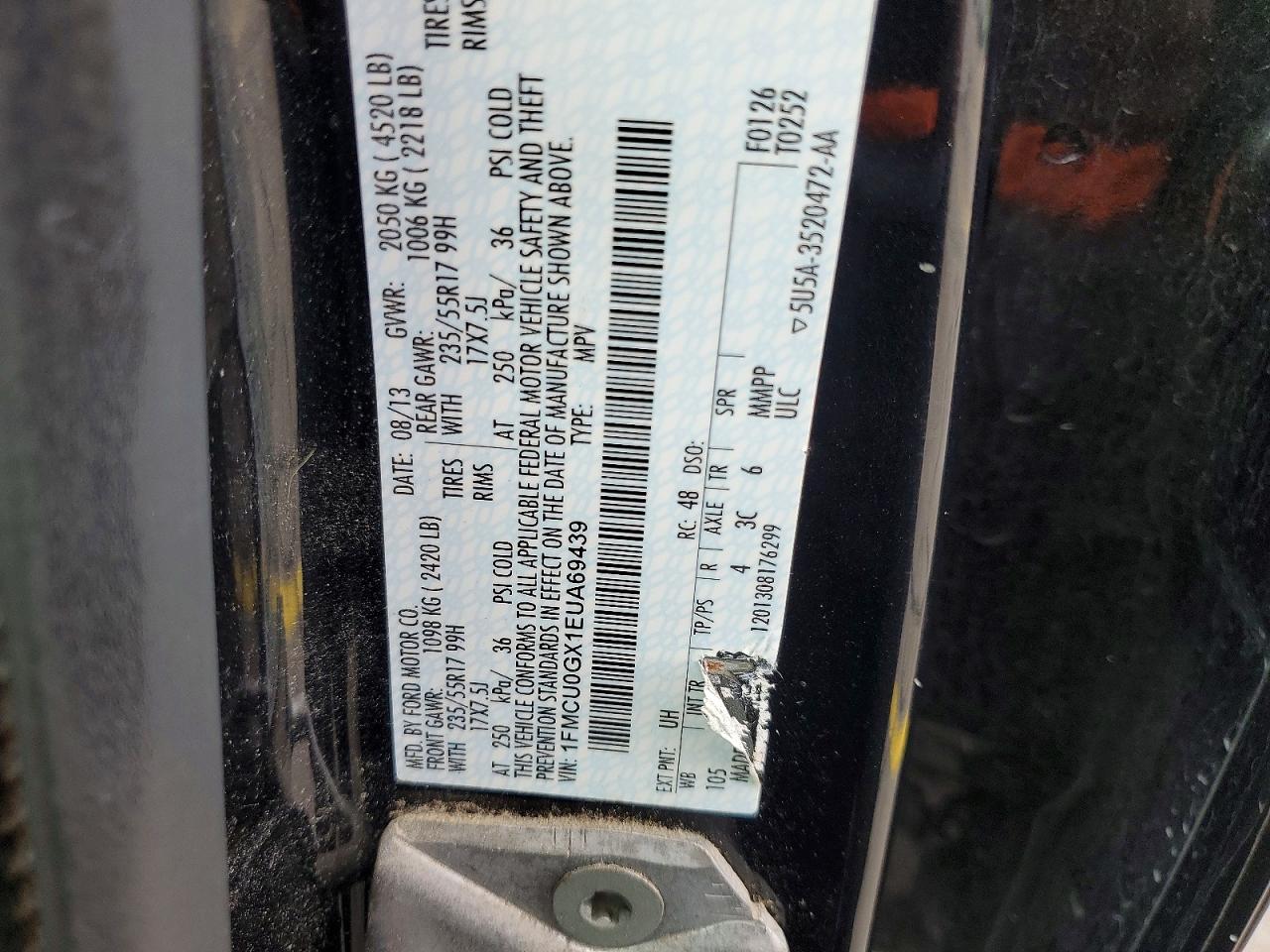 2014 Ford Escape Se Black vin: 1FMCU0GX1EUA69439