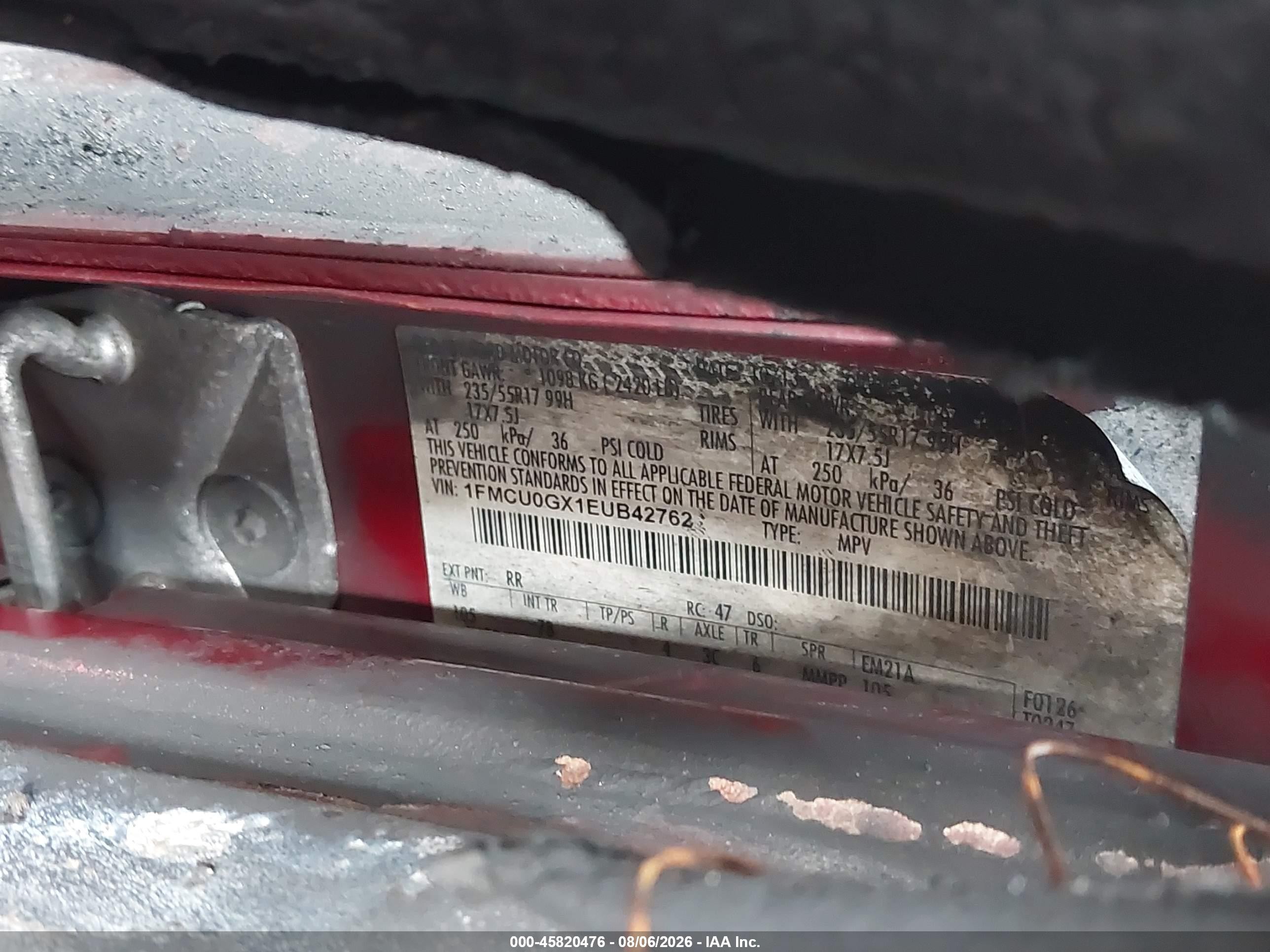 2014 Ford Escape Se Maroon vin: 1FMCU0GX1EUB42762