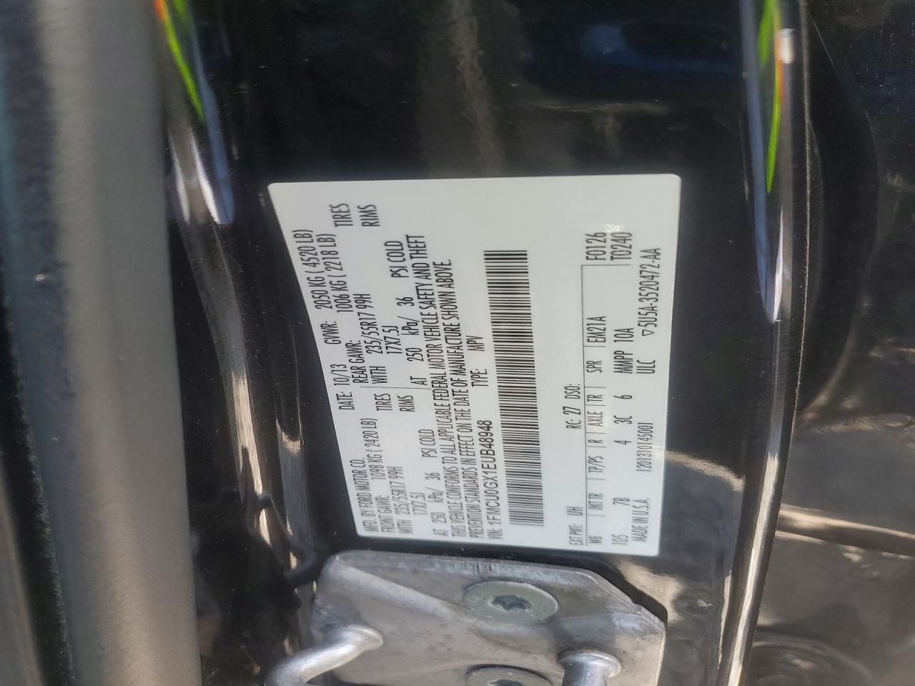 2014 Ford Escape Se Black vin: 1FMCU0GX1EUB48948